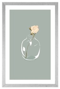 Αφίσα με παρπαστού Λουλούδι σε βάζο σε απλό στιλ - 20x30 silver
