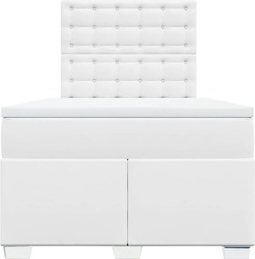 vidaXL Κρεβάτι Boxspring με Στρώμα Λευκό 120x190εκ.από Συνθετικό Δέρμα