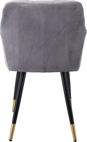 RENA Πολυθρόνα Μέταλλο Βαφή Μαύρο, Ύφασμα Velure, Απόχρωση Γκρι   2τμχ