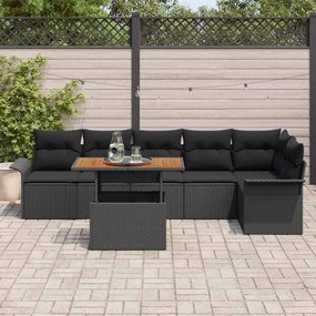 vidaXL Σετ Καναπέ Κήπου με μαξιλάρι 7 pcs Μαύρο 100 x 55 x 73 εκ