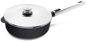 Τηγάνι - Σωτέζα Αντικολλητική Με Καπάκι Diamond XR Logic Pro 1728PLCIL 28cm Inox-Black Woll 28cm Aluminium