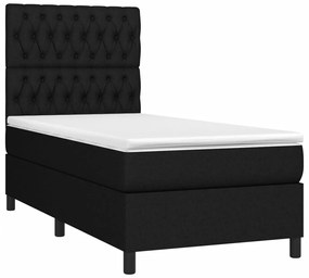 vidaXL Κρεβάτι Boxspring με Στρώμα &amp; LED Μαύρο 100x200 εκ. Υφασμάτινο