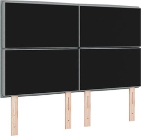 vidaXL LED κεφαλάρι με LED ταινίες φωτός Ανοιχτό γκρι 160 cm ύφασμα
