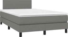 vidaXL Κρεβάτι Boxspring με Στρώμα &amp; LED Σκ.Γκρι 120x190εκ. Υφασμάτινο