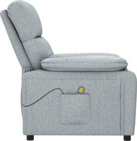 vidaXL Πολυθρόνα Μασάζ Ανοιχτό Γκρι Υφασμάτινη