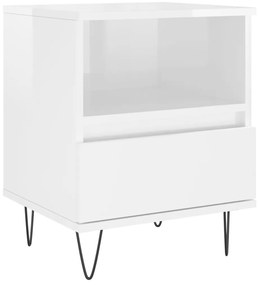 vidaXL Κομοδίνα 2 τεμ. Γυαλ. Λευκό 40 x 35 x 50 εκ. Επεξεργασμένο Ξύλο