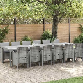 vidaXL Σέτ φαγητού για κήπο 13 pcs Ανοιχτό γκρι Rattan Polt