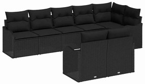 vidaXL Σετ Καναπέ Κήπου 8 pcs Μαύρο συνθετικό ρατάν