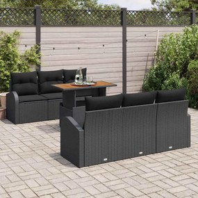 vidaXL Σετ Καναπέ Κήπου με μαξιλάρι 7 pcs Μαύρο 100 x 55 x 73 εκ