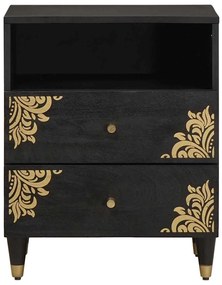 vidaXL Κομοδίνο με συρτάρι Μαύρο 50 x 33 x 62 εκ. Στερεό ξύλο μάνγκο