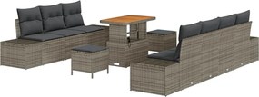 vidaXL Σετ Καναπέ Κήπου με μαξιλάρι 10 pcs Γκρι Πολυ ράταν