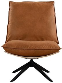 Πολυθρόνα Riverton 642, Καφέ, 95x77x84cm, Οικολογικό δέρμα, Πόδια: Μεταλλικά