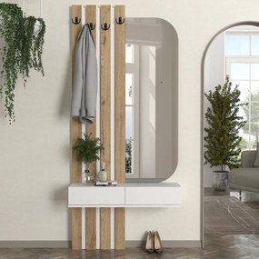 Έπιπλο εισόδου Reyas Megapap χρώμα λευκό - sepet oak 90x27x205,6εκ.