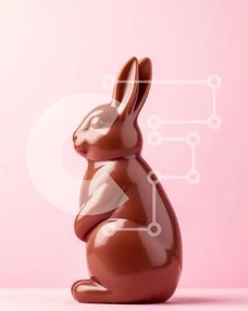 Intra Συλλεκτικό Ξύλινο Παζλ Plywood  4mm - Σοκολατένιο λαγουδάκι σε ροζ φόντο για το Πάσχα Σε Ξύλινο Κουτί - Διαστάσεις: 10x10 cm – 25 κομμάτια