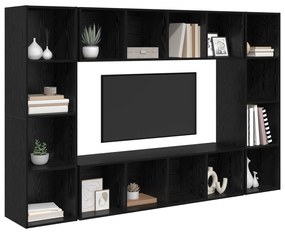 vidaXL Σετ επίπλου τηλεόρασης Επιτοίχιο 4 pcs Μαύρο 37 x 37 x 142.5 εκ