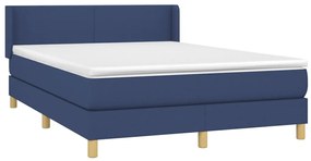 vidaXL Κρεβάτι Boxspring με Στρώμα Μπλε 140x190 εκ. Υφασμάτινο