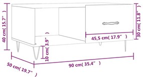 Τραπεζάκι Σαλονιού Γκρι Σκυρ. 90x50x40 εκ. Επεξεργασμένο Ξύλο - Γκρι