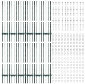 vidaXL Ασημένιοι Πόλοι Φράχτη 44 pcs Πράσινο