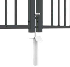 vidaXL Πύλη Φράχτη με Στρογγυλή Κορυφή Γκρι 305 x 150 εκ. Ατσάλι