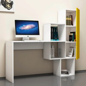 Stewehome Γραφείο με βιβλιοθήκη Καρυδιά Λευκό 145x45x142 cm