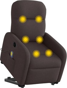 vidaXL Πολυθρόνα Μασάζ Ηλεκ. Ανακλινόμενη Ανύψωση Σκ. Καφέ Υφασμάτινη