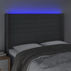 Κεφαλάρι Κρεβατιού LED Σκούρο Γκρι 147x16x118/128εκ. Υφασμάτινο - Γκρι