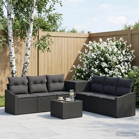 vidaXL Σετ Καναπέ 8 τμχ. Μαύρο 55 x 55 x 37 εκ Πολυ-ρακί και Χάλυβας