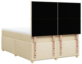 vidaXL Κρεβάτι Boxspring με Στρώμα Κρεμ 140x200 εκ. Υφασμάτινο