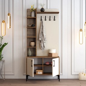 Έπιπλο Εισόδου Καρυδιά / Κρέμα VIYANA 90x35x200