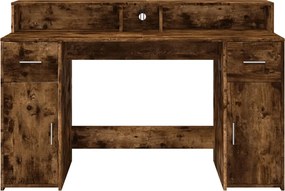 vidaXL Γραφείο με LED Καπνιστή δρυς 140x55x91 εκ. Επεξεργ. Ξύλο