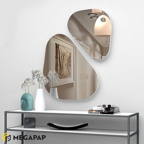 Σετ καθρεπτών τοίχου Leista Megapap 2 τμχ. χρώμα λευκό 65x58x2,2εκ.
