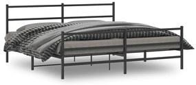vidaXL Πλαίσιο Κρεβατιού με Κεφαλάρι/Ποδαρικό Μαύρο 193x203 εκ Μέταλλο