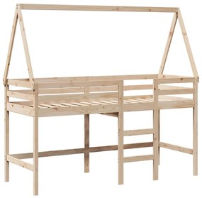 vidaXL Υπερυψ. Κρεβάτι 90x190 εκ. Μασίφ Πεύκο με Σκάλα / Οροφή