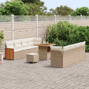 vidaXL Σετ Καναπέ Κήπου με μαξιλάρι 11 pcs Μπεζ και Κρέμα