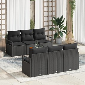 vidaXL Σετ Μοναδικού Καναπέ Κήπου 7 pcs Μαύρο Μεγάλο Συνθετικό ρατάν