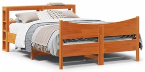 vidaXL Πλαίσιο Κρεβατιού με Κεφαλάρι Μελί 150x200εκ. Μασίφ Ξύλο Πεύκου