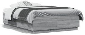 Πλαίσιο Κρεβατιού με LED Γκρι sonoma 120x190εκ. Επεξ. Ξύλο - Γκρι
