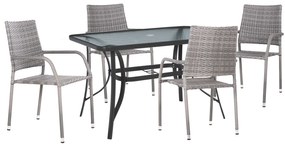 ΣΕΤ ΤΡΑΠΕΖΑΡΙΑΣ MORNER HM21195 ΤΡΑΠΕΖΙ ΜΕ 4 ΠΟΛΥΘΡΟΝΕΣ--ΓΚΡΙ