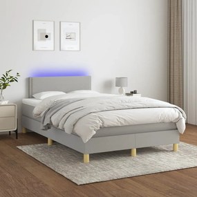 3133621 vidaXL Κρεβάτι Boxspring με Στρώμα &amp; LED Αν.Γκρι 120x200 εκ Υφασμάτινο Γκρι, 1 Τεμάχιο