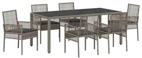 vidaXL Σέτ φαγητού για κήπο 7 pcs Γκρι Πολυ ράταν
