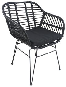 Καρέκλα Κήπου ArteLibre ACTORIUS Μαύρο Μέταλλο/Rattan 57x53x81cm Arte-14510020
