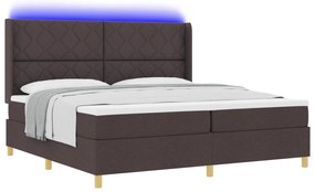 vidaXL Κρεβάτι με Στρώμα & LED Σκούρο Καφέ 200x200 εκ. Υφάσματος