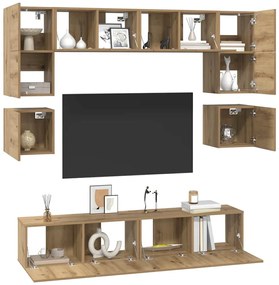 vidaXL Σετ επίπλου τηλεόρασης 8 pcs Artisan Oak Επεξεργασμένο ξύλο