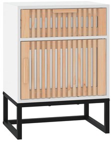 vidaXL Κομοδίνο Λευκό 40x30x55,5 εκ. από Επεξεργασμένο Ξύλο &amp; Σίδερο