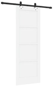 vidaXL Συρόμενη Πόρτα με Σετ Hardware 'ORKDAL' Λευκό Στερεό Ξύλο Πεύκο