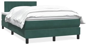 vidaXL Κρεβάτι Boxspring με Στρώμα Σκούρο Πράσινο 120x210εκ. Βελούδινο