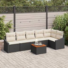 vidaXL Σετ Καναπέ Κήπου 7 pcs Μαύρος, λευκός 55 x 55 x 37 εκ
