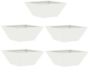 vidaXL Γλάστρα Κήπου 5 pcs Λευκό 35 x 35 x 15 εκ. Ατσάλι