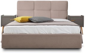Επενδυμένο Κρεβάτι Manhattan-Mocca-150 x 200-Ξύλα Ελάτου