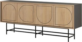Μπουφές Joji Megapap χρώμα sapphire oak - silky black 186,8x40x77,6εκ.